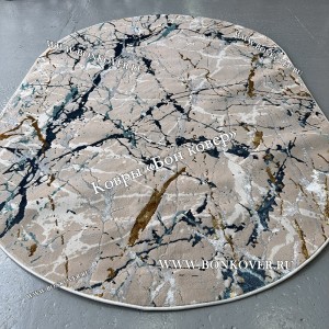 Турецкий овальный ковер синий дизайн 05